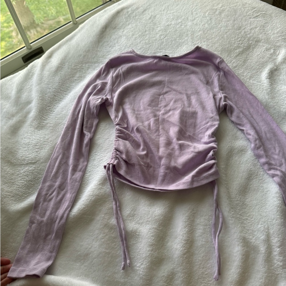 Lavender Long Sleeve Ruched Top